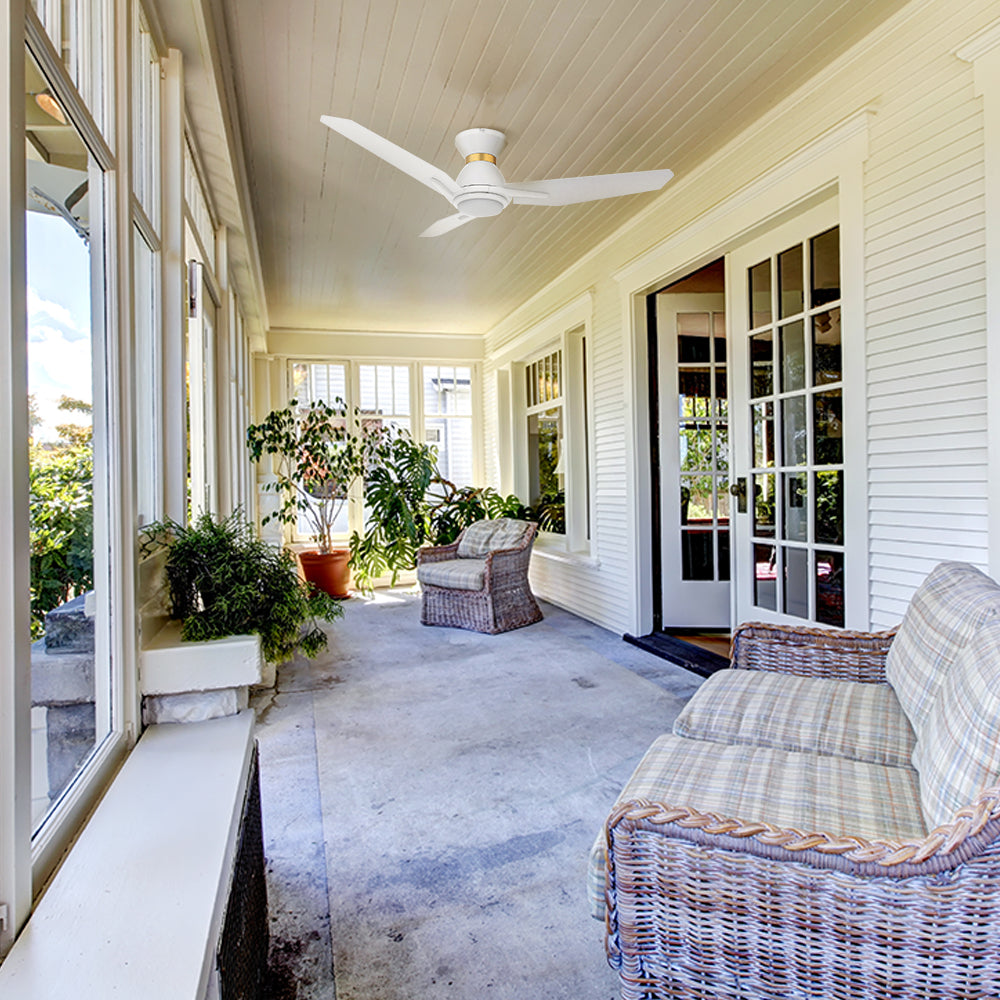 Stay comfortable year-round with 48 inch this flush mounted outdoor ceiling fan in your living outdoor space, featuring a reversible and quiet 10-speed DC motor.