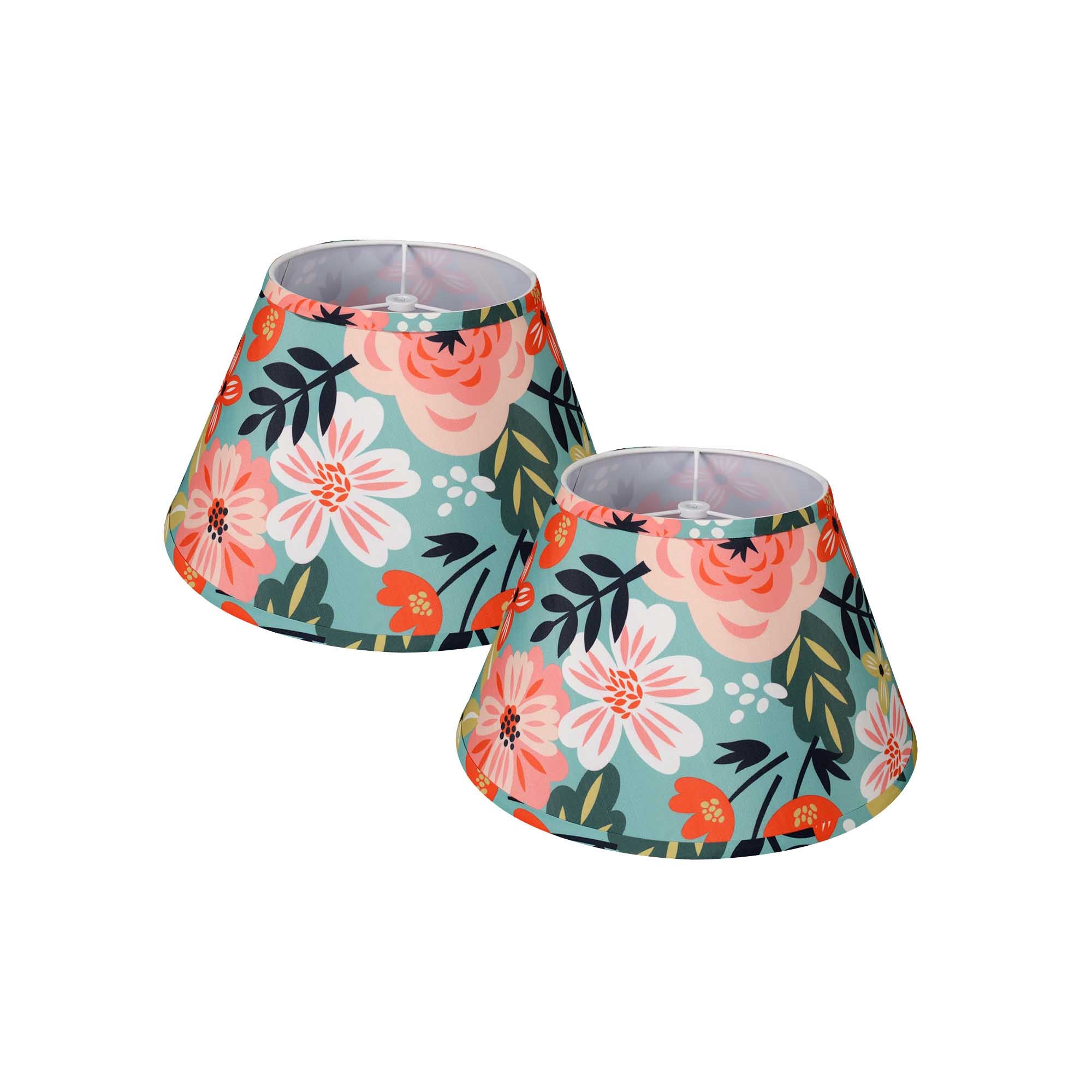 Carro Home Floral Collection Limited Edition Round Empire Shape Lamp Shade 7"x13"x7.8" – Tropical Flowers (Set of 2)