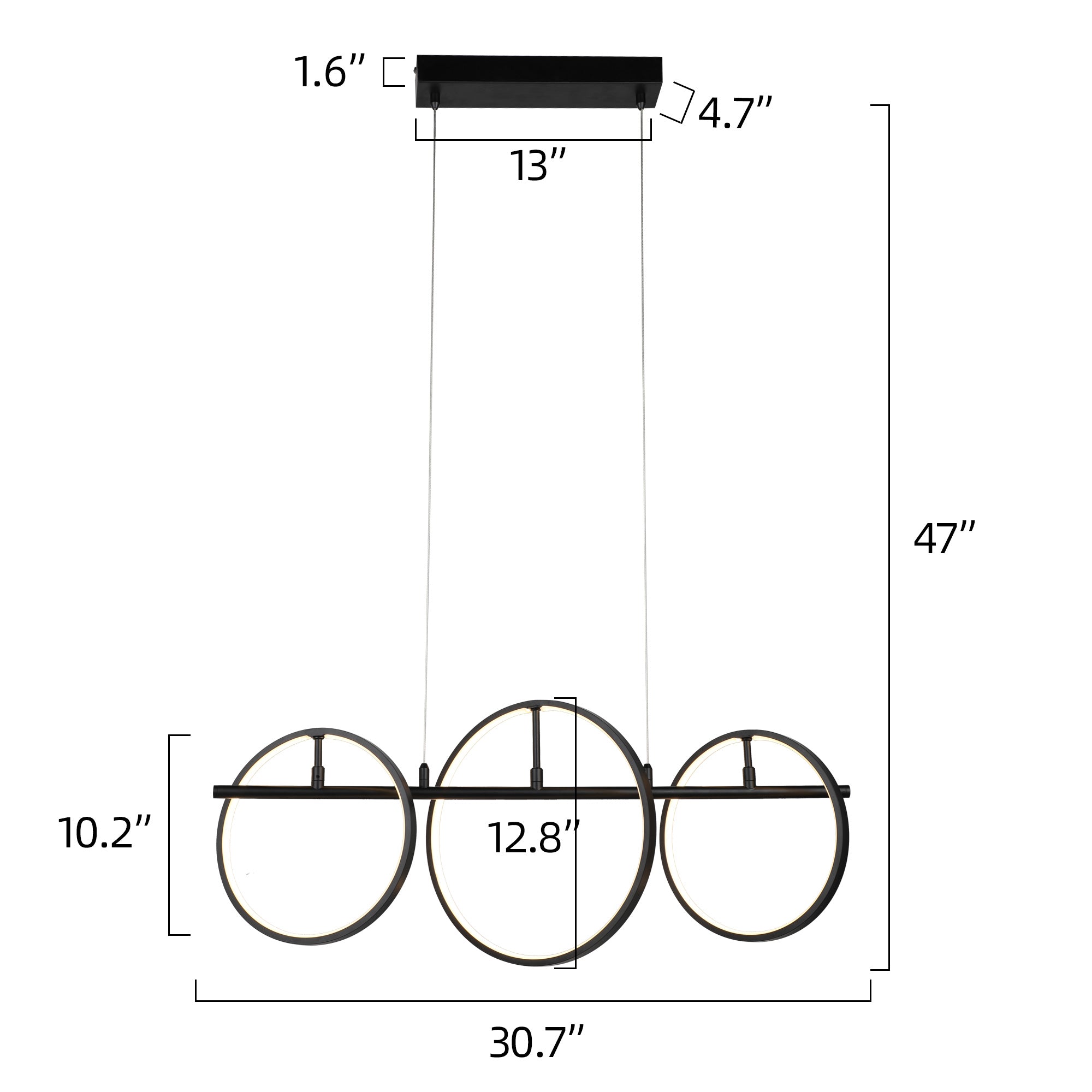 Smafan Abbey Modern Creative LED Chandelier Pendant Light,this black 3 light LED hanginig light with geometric integrated into the design,using simple circles to outline the most spiritual space,everywhere has a simple and extraordinary fashion sense.It is a good decor to your house by this circle pendant light fixture.It comes with two different sizes of circles to make a simple and modern style,at the same time,without lack of aesthetics.
