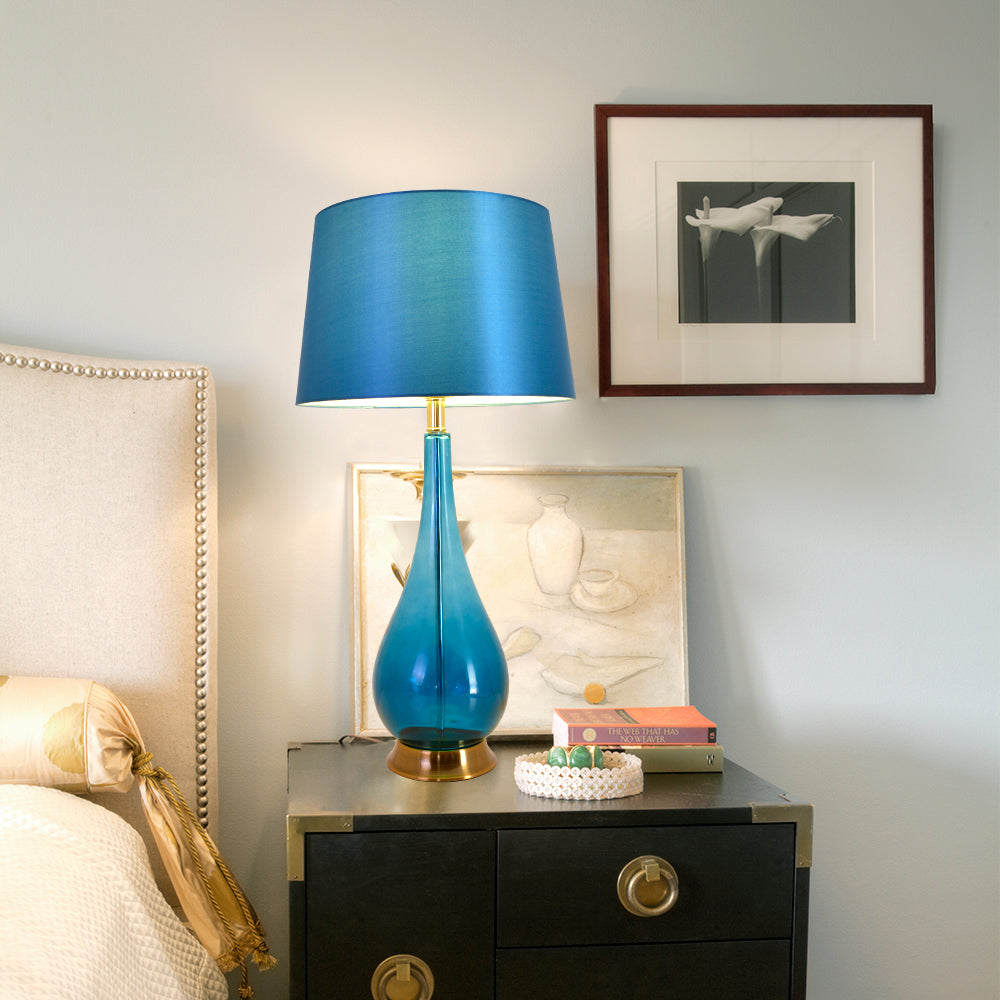 Tulip Big Translucent Ombre Glass Table Lamp 30" - Blue Ombre/Blue (Set of 2)