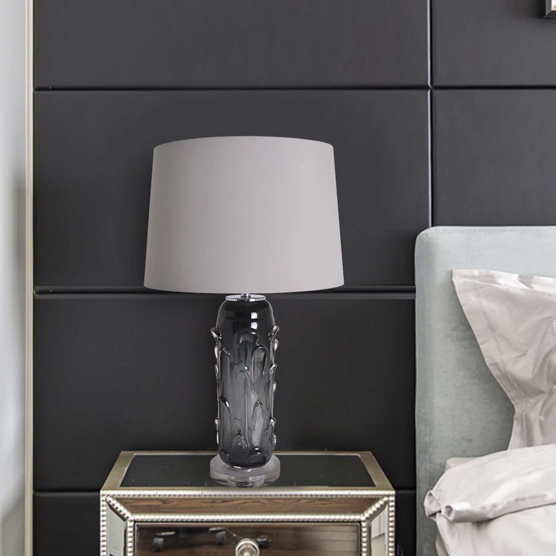 Carro Home Hyacinth Sculpted Translucent Glass Accent Table Lamp 27" - Smoke GrayChocolate Brown