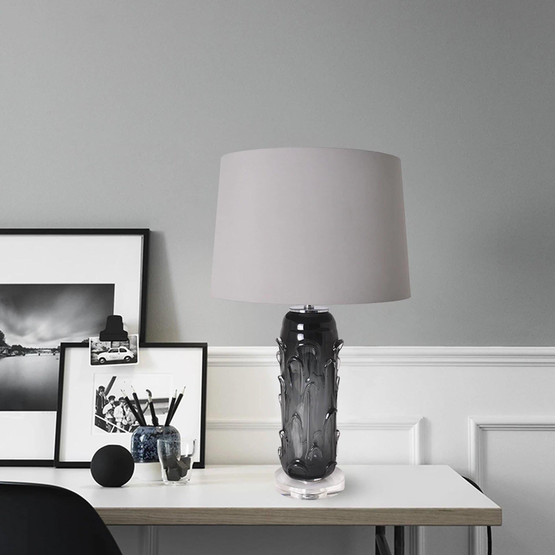 Carro Home Hyacinth Sculpted Translucent Glass Accent Table Lamp 27" - Smoke GrayChocolate Brown