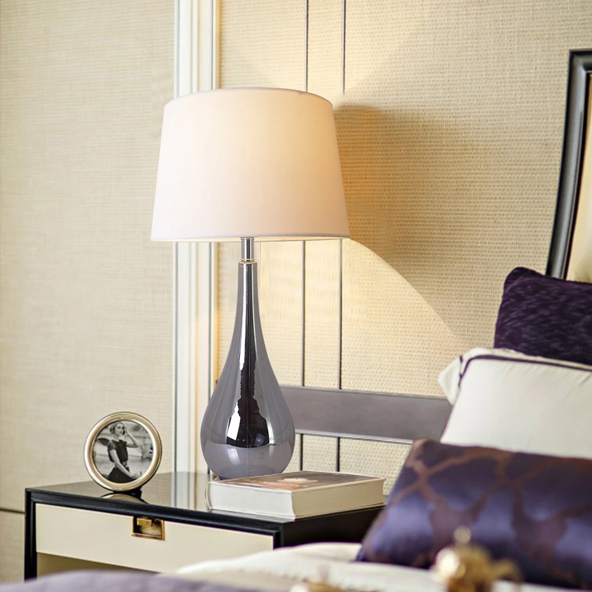 Tulip Big Translucent Ombre Glass Table Lamp 30" - Chrome Ombre/White (Set of 2)