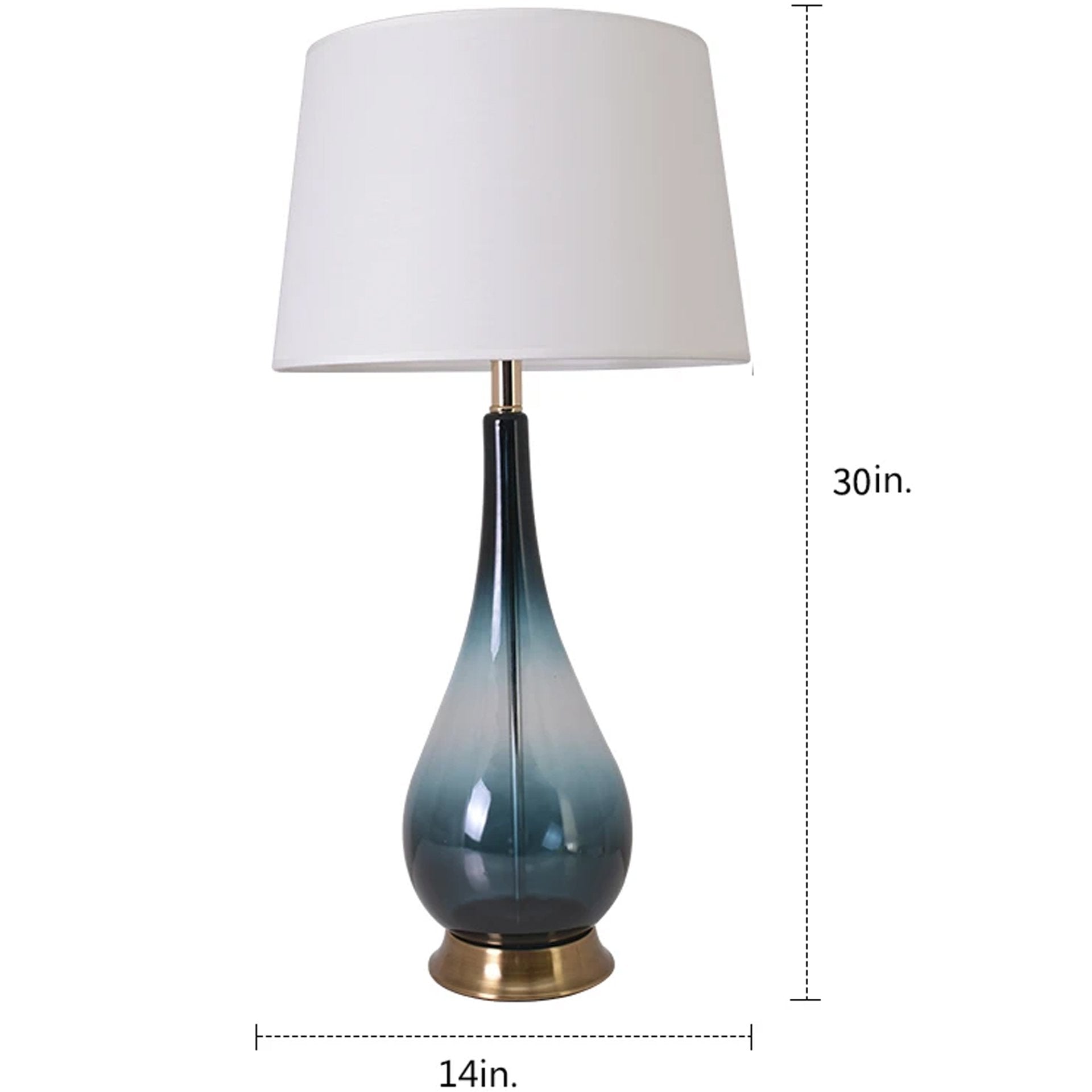 Tulip Big Translucent Ombre Glass Table Lamp 30" - Forest Green Ombre/White (Set of 2)