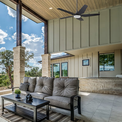 Voyager Outdoor Smart Ceiling Fan with Dimmable LED Light Remote 52 inch