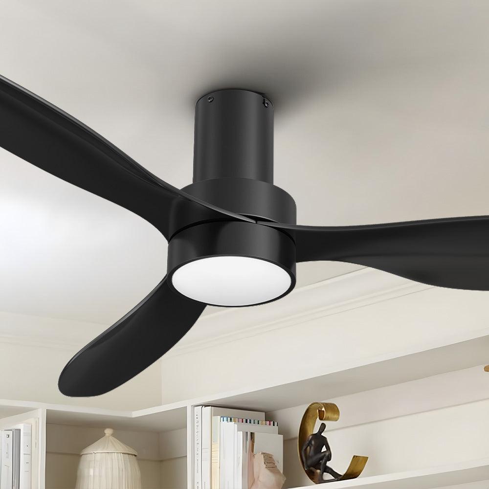 Carro Coleman 52 inch smart ceiling fan low profile design, with black finish, strong ABS blades and integrated 5700K LED day light. 