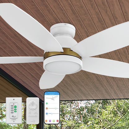 Carro Levi 48 inch smart ceiling outdoor ceiling fan features Remote control, Wi-Fi apps, Siri Shortcut and Voice control technology. 