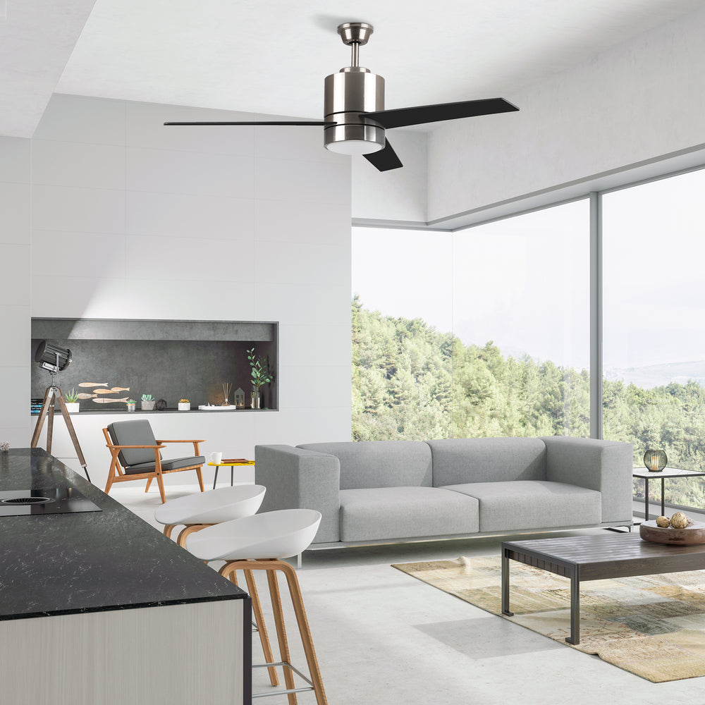 This Ranger Wifi smart ceiling fan is a simplicity designing with elegant Plywood reversible black and light wood blades and has an integrated 3000K LED warm light. The fan features wall control, Wi-Fi apps, Siri Shortcut and Voice control technology (compatible with Amazon Alexa and Google Home Assistant ) to set fan preferences. 
