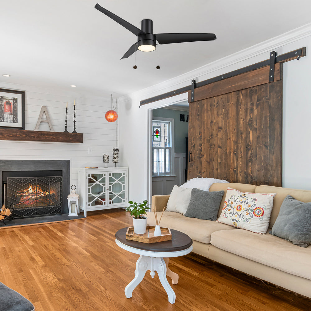 Smafan Carro Vesper 52 inch pull chain ceiling fan with lights perfect for large indoor living spaces. 