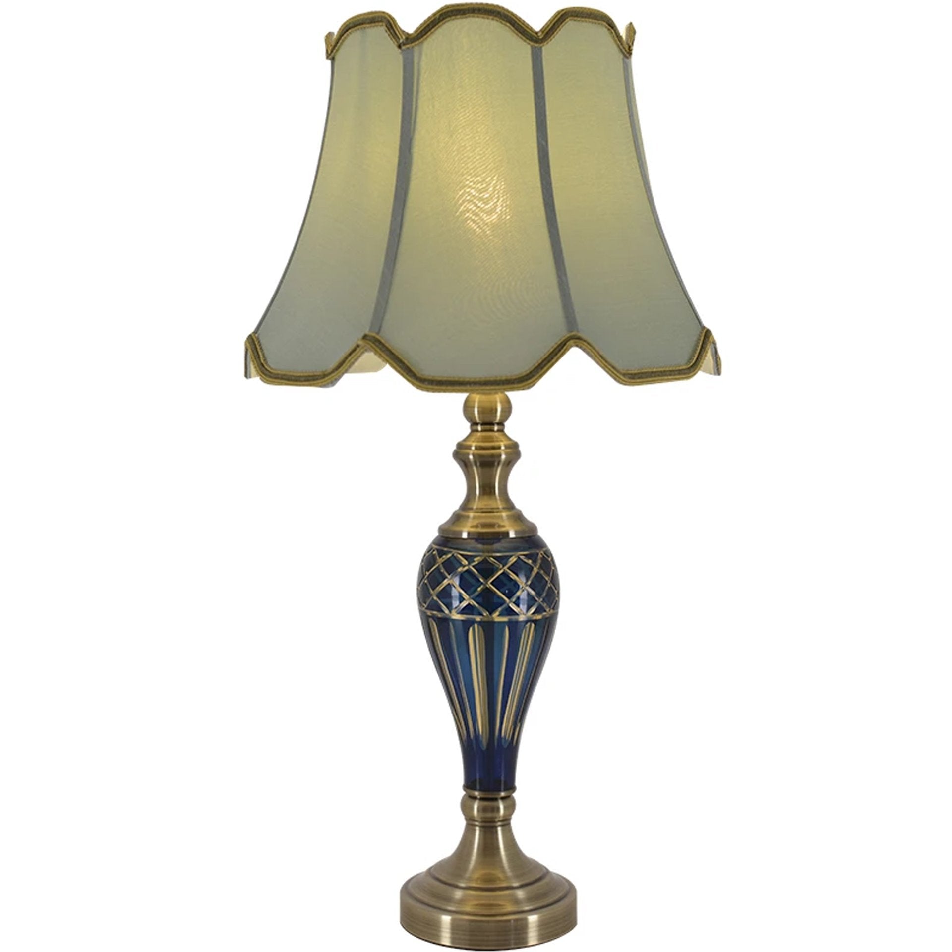 Carro Home Petunia Art Deco Fluted Glass Table Lamp 28" - Emerald Blue/Light Green 