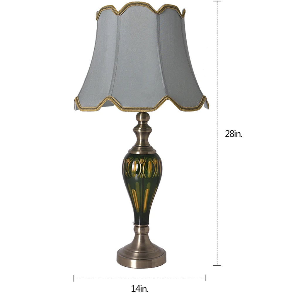 Carro Home Petunia Art Deco Fluted Glass Table Lamp 28" - Emerald Green/Light Green 