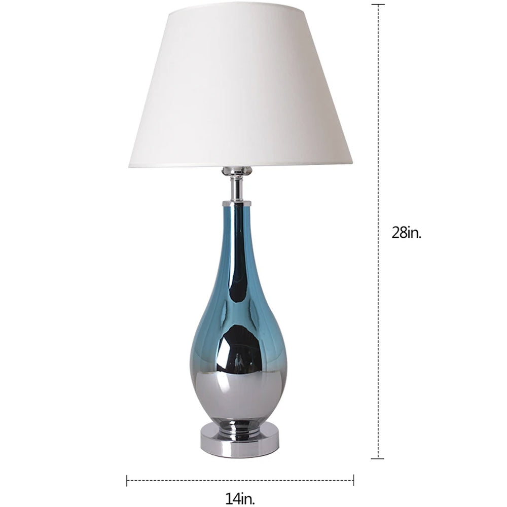 Carro Home Tulip Ombre Droplet Glass Table Lamo 28" - Blue Chrome Ombre/Creme 
