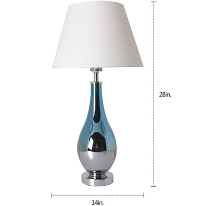 Carro Home Tulip Ombre Droplet Glass Table Lamo 28" - Blue Chrome Ombre/Creme 