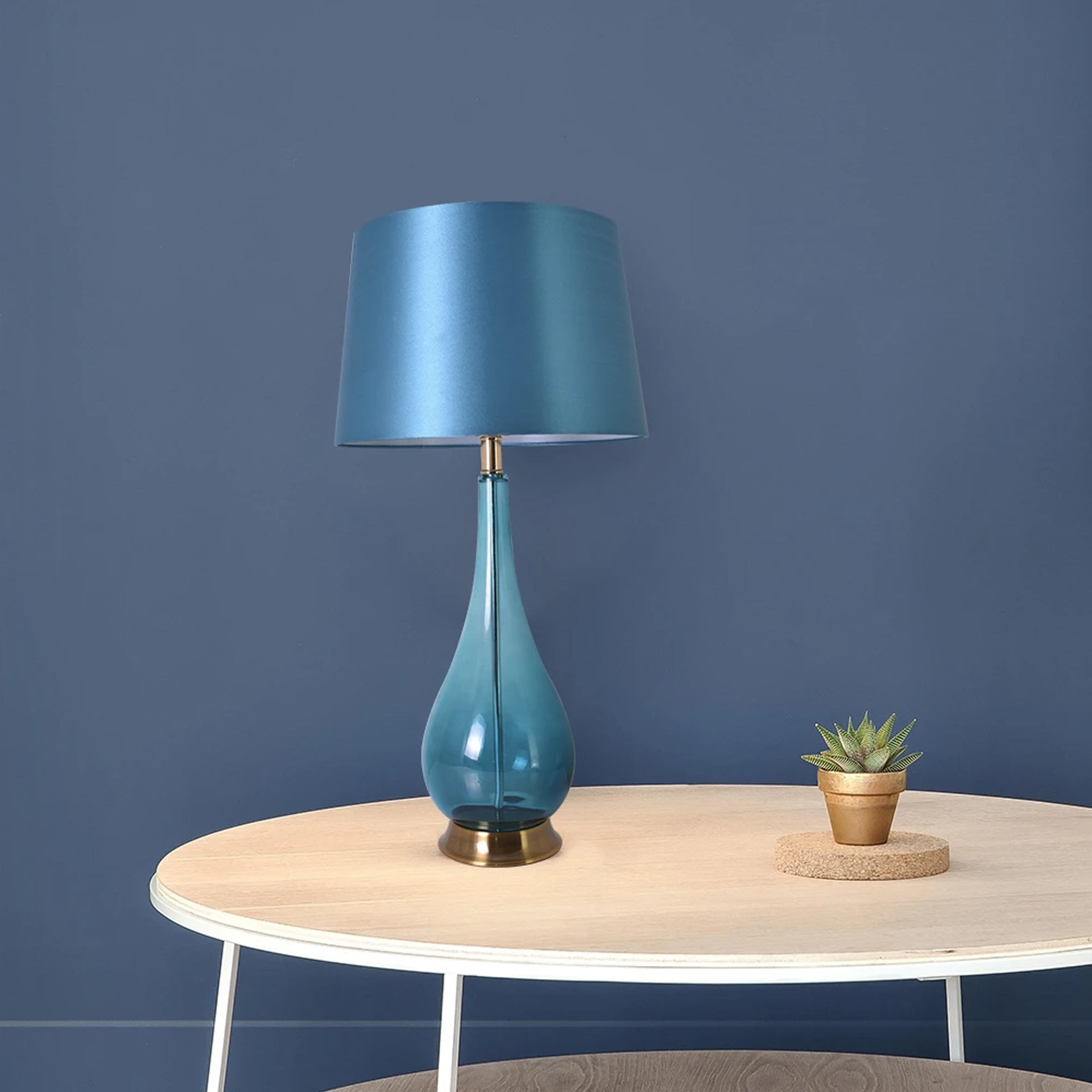 Carro Home Tulip Big Translucent Ombre Glass Table Lamp 30" - Blue Ombre/Blue (Set of 2) 